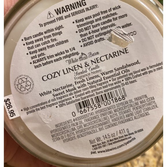 Bath & Body Works Accents Bath Body Works Cozy Linen Nectarine 3wick Candle Poshmark